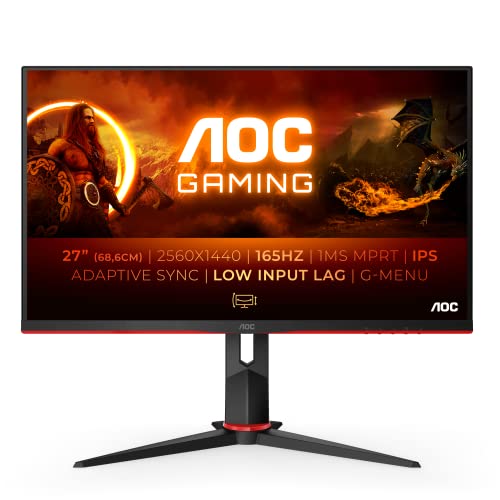 AOC Gaming Q27G2S - 27 Zoll QHD Monitor, 165 Hz, 1 ms, Adaptive Sync (2560x1440, HDMI, DisplayPort) schwarz/rot