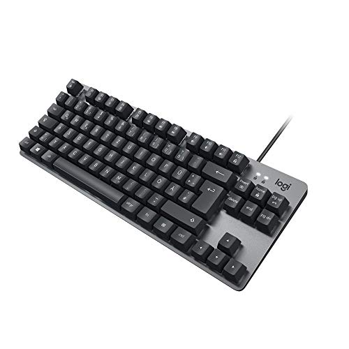 Logitech K835 TKL Kabelgebundene Mechanische Aluminium Tastatur - Tenkeyless PC Keyboard mit kompaktem und komfortablem Design, Lineare Switches, Deutsches QWERTZ-Layout - Grau