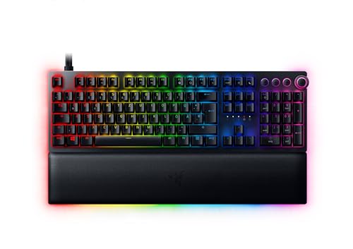 Razer Huntsman V2 (Analog Switch) - Gaming Tastatur mit analogen, opto-mechanischen Schaltern (Handballenauflage, digitaler Drehregler, Medientasten, Chroma RGB) QWERTZ DE-Layout | Schwarz