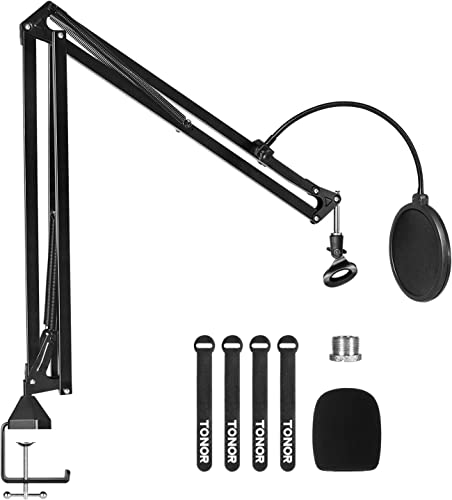 Mikrofon Boom Arm für HyperX QuadCast, TONOR Microphone mikro Ständer Groß bis zu 47cm Auslegerarm einstellbarer Mikrofonarm mit verbesserte Hochleistungsklemme für Blue Yeti Rode Elgato u.a. mic T30
